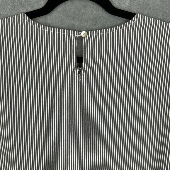 J Jill Top Womens Extra Large Gray White Striped Tie Front Preppy Lagenlook Boho - Picture 4 of 12